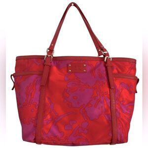 Kate Spade Tropical Red and Pink Floral Medium Tote Bag